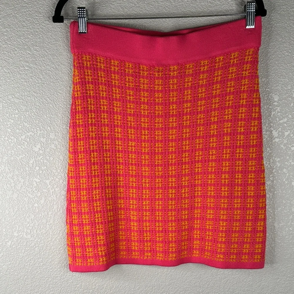 Free Assembly Pink & Yellow Knit Clueless Y2K 90's Mini‎ Skirt Size Medium New!